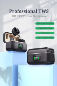 aurora sound professional 1 drag 2 wireless lavalier microphone system hard case abs material noise cancellation long battery