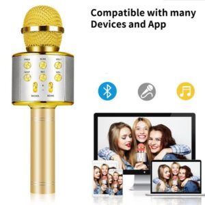 aurora sound rechargeable wireless bluetooth karaoke microphone with built in speaker portable ktv mic for home party and outdoor singing
