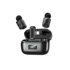 aurora sound mini8 wireless lapel mic lightweight metal condenser with noise cancelling & rgb lighting for phone & camera